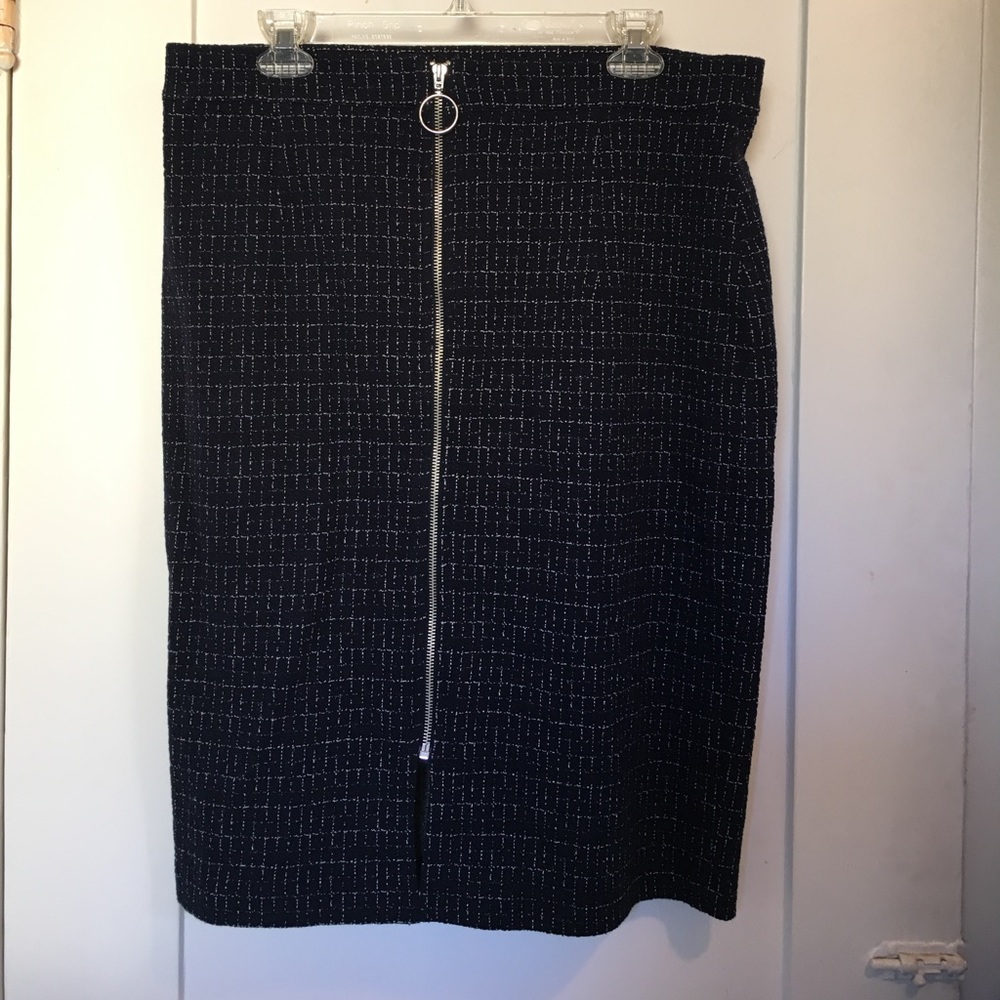 Maeve box plaid pencil skirt in navy
